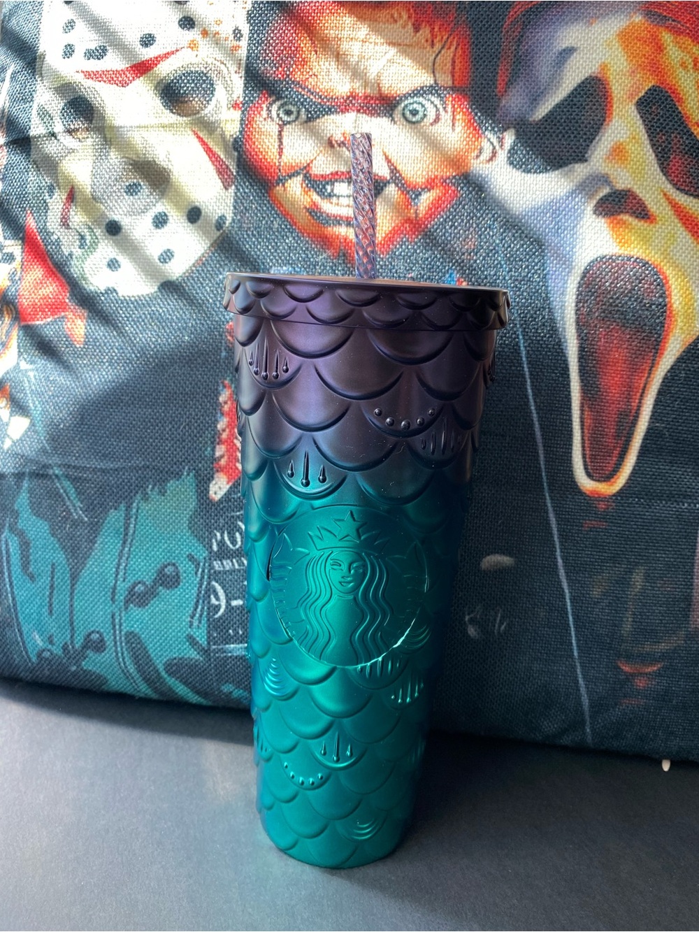 Starbucks 2025 Siren Mermaid Scales 24oz Venti Tumbler. Metal Purple/Green BNWT